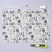 Papier Mousseline Typographie papa personnalisée Noir Blanc (Artisanat)