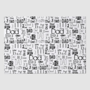 Papier Mousseline Typographie papa personnalisée Noir Blanc
