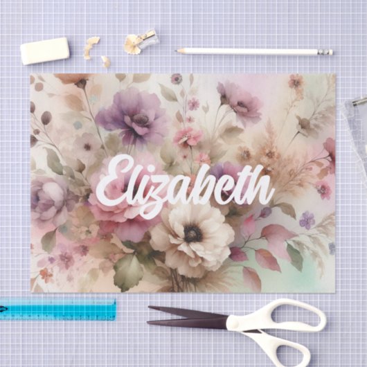 Papier Mousseline Typographie texte Feuilles automnales et fleurs aq (Artisanat)