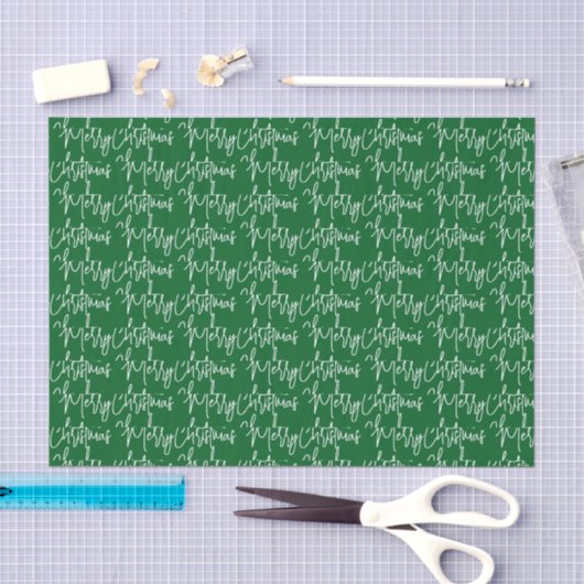 Papier Mousseline Typographie Vert Joyeux Noël (Artisanat)