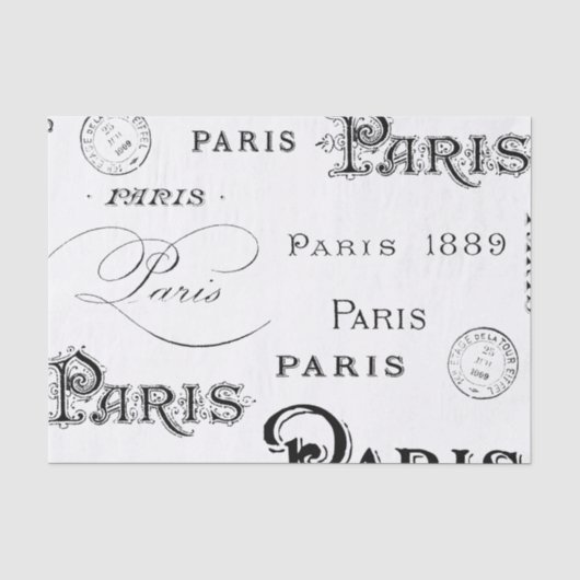 Papier Mousseline Typographie vintage Paris (Recto)
