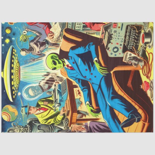 Papier Mousseline Ufo Alien Sci-fi Retro Comics (Recto)