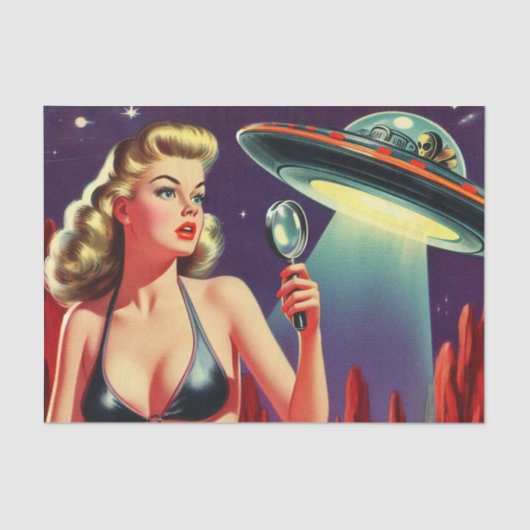 Papier Mousseline Ufo Pin up (Recto)