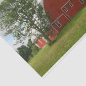 Papier Mousseline Un arbre solitaire garde une grange rouge sereine (Détail)