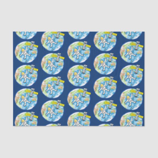 Papier Mousseline Un astronaute amusant dans l'espace et la bande de (Recto)