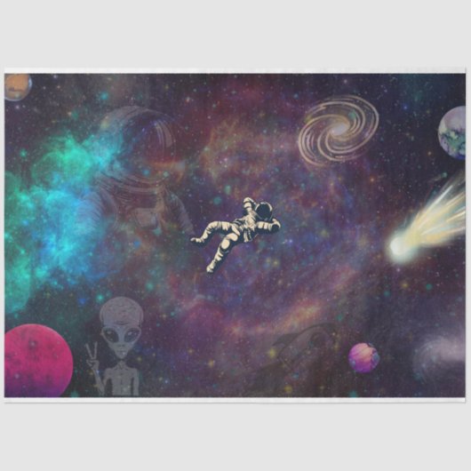 Papier Mousseline Un astronaute flottant dans le papier de découpage (Recto)