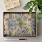 Papier Mousseline Un bébé éléphant qui sonne heureux dans la savane  (Cadeau)