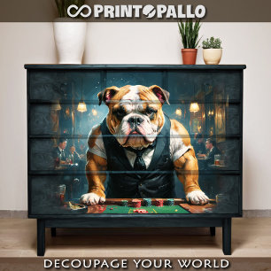 Papier Mousseline Un bouledogue anglais joue le rôle de croupier dan