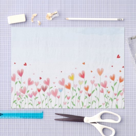 Papier Mousseline Un champ des coeurs (Artisanat)