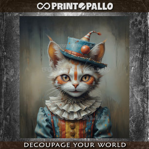 Papier Mousseline Un chaton effrayant déguisé en clown - 
