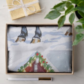 Papier Mousseline Un Cheval Brown Festif et une grange d'hiver Noël (Cadeau)