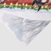 Papier Mousseline Un Cheval Brown Festif et une grange d'hiver Noël (Détail)