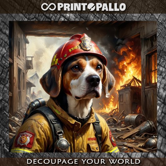 Papier Mousseline Un chien Beagle courageux agit comme pompier -