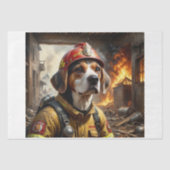 Papier Mousseline Un chien Beagle courageux agit comme pompier - (Recto)