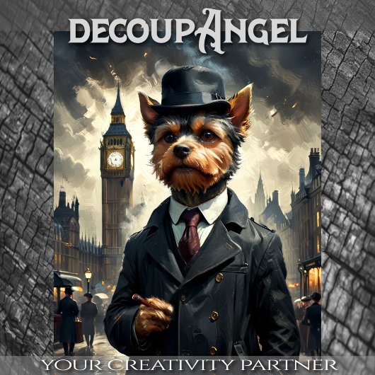 Papier Mousseline Un chien du Yorkshire à Londres- Découpage -