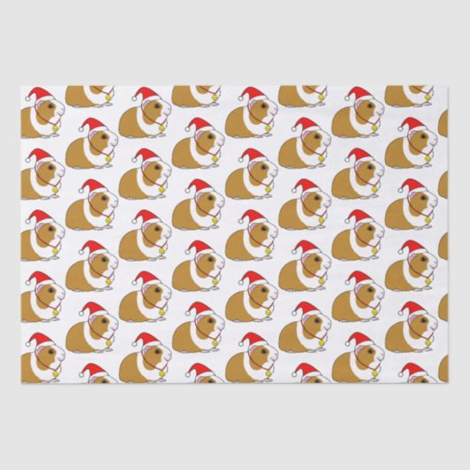 Papier Mousseline Un cochon de Guinée en chapeau de Père Noël (Recto)