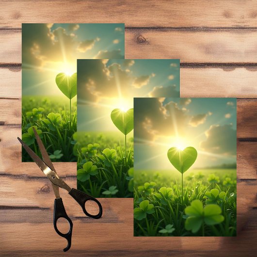 Papier Mousseline Un coeur shamrock tendre sous le ciel du soir