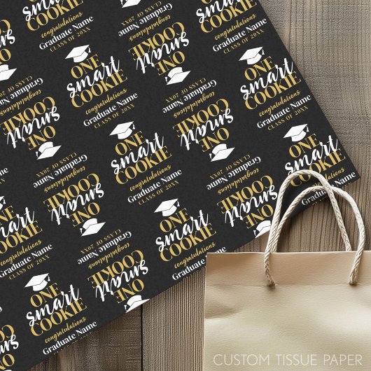 Papier Mousseline Un cookie intelligent - Moderne Black Gold Graduat