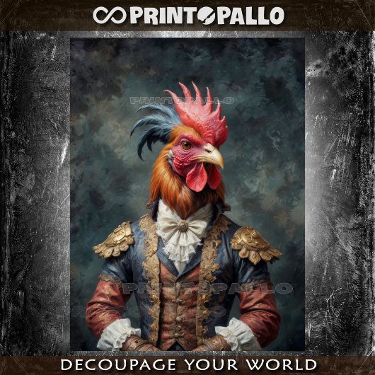 Papier Mousseline Un coq victorien noble avec une robe élégante