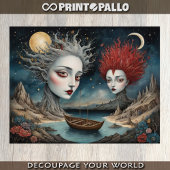 Papier Mousseline Un couple de femmes dadaïstes dans un monde cubist