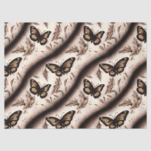 Papier Mousseline Un design de papillon sépia (Recto)