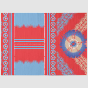 Papier Mousseline un design d'un motif rouge et bleu