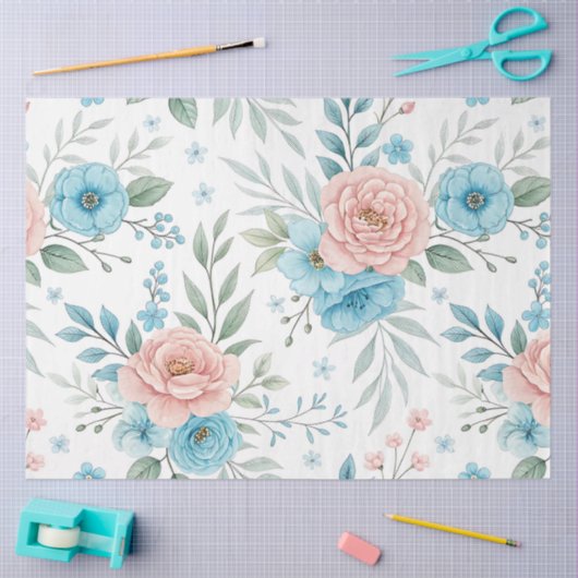 Papier Mousseline Un dessin floral printanier #5 (Artisanat)