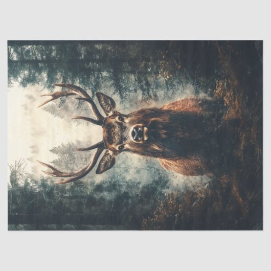 Papier Mousseline Un élan dramatique dans la découpage des bois (Recto)