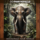 Papier Mousseline Un éléphant sacré dans des vêtements dorés dans la