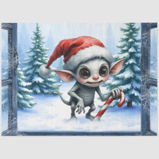 Papier Mousseline Un elfe de Noël avec Sucre de canne. (Recto)