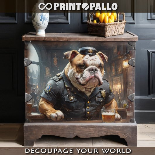 Papier Mousseline Un flic de bulldog anglais dans un pub de Chicago