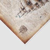 Papier Mousseline Un journal vintage avec un voilier. (Détail)