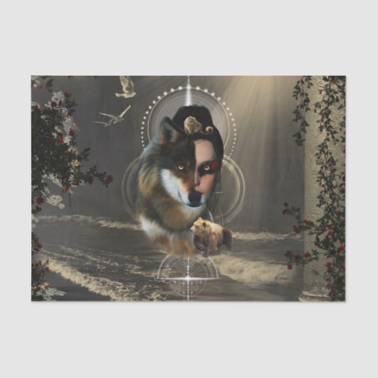 Papier Mousseline Un loup génial avec fée (Recto)