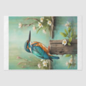 Papier Mousseline Un martin pêcheur d'aquarelle sur une branche (Recto)