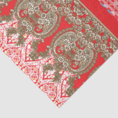 Papier Mousseline un motif de point de croix avec une bordure rouge (Détail)
