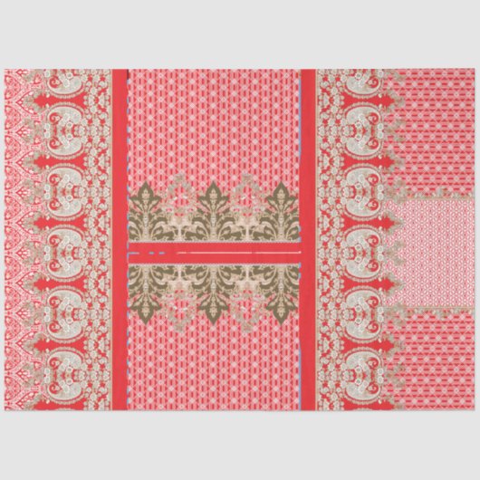 Papier Mousseline un motif de point de croix avec une bordure rouge (Recto)