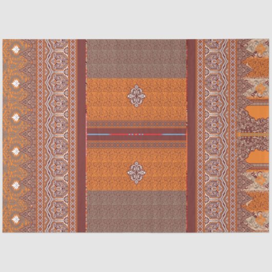 Papier Mousseline un motif de point de croix en orange et marron (Recto)