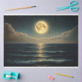 Papier Mousseline Un Océan Calme Sous Le Découpage Plein Lune (Artisanat)