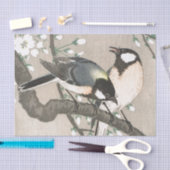 Papier Mousseline Un oiseau japonais dans un arbre Papier Tissu (Artisanat)