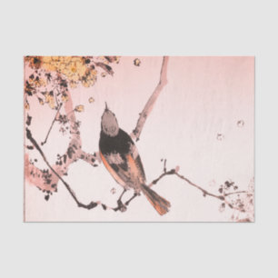 Papier Mousseline UN OISEAU JAPONAIS SUR UN Tissu DE BRANCHE