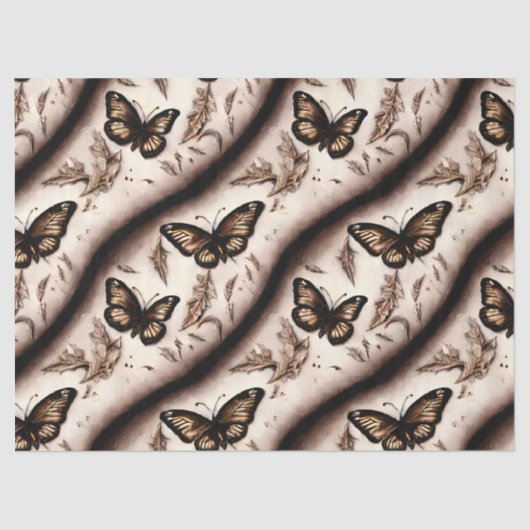 Papier Mousseline Un papillon Sepia (Recto)
