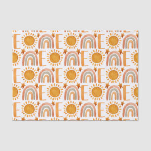 Papier Mousseline Un premier anniversaire aquarelle Boho arc-en-ciel