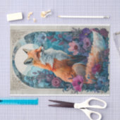 Papier Mousseline Un renard aux éléments cubiques dans les fleurs (Artisanat)