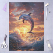 Papier Mousseline Un saut de dauphin au coucher du soleil (Artisanat)