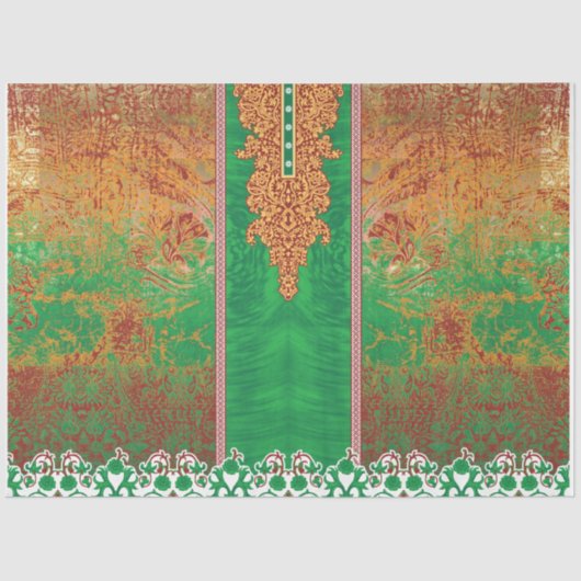 Papier Mousseline un tableau d'un champ vert avec une bordure orange (Recto)