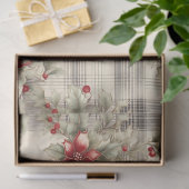 Papier Mousseline Un Tartan de Noël Floral Design Series #19 (Cadeau)