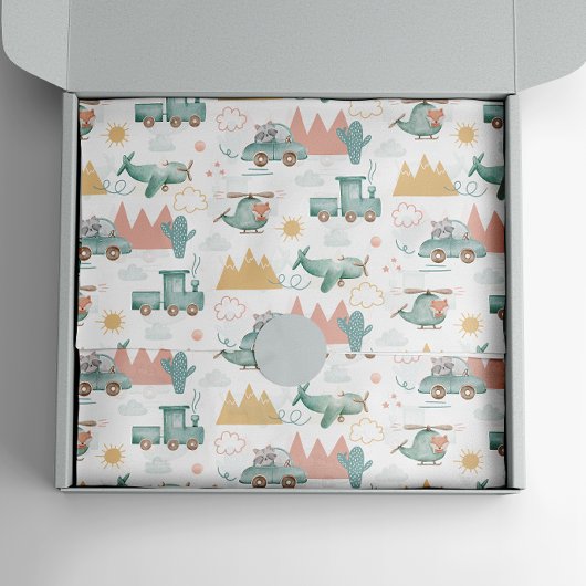 Papier Mousseline Un transport et un animal amusants. Enfants motif