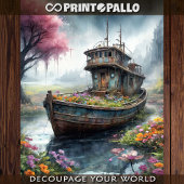 Papier Mousseline Un vieux bateau de pêche abandonné dans un marécag