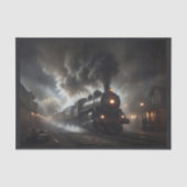 Papier Mousseline Un vieux train à vapeur du XIXe siècle en soirée. (Recto)