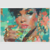 Papier Mousseline Une Africaine Américaine Martini Vert Découpage (Recto)